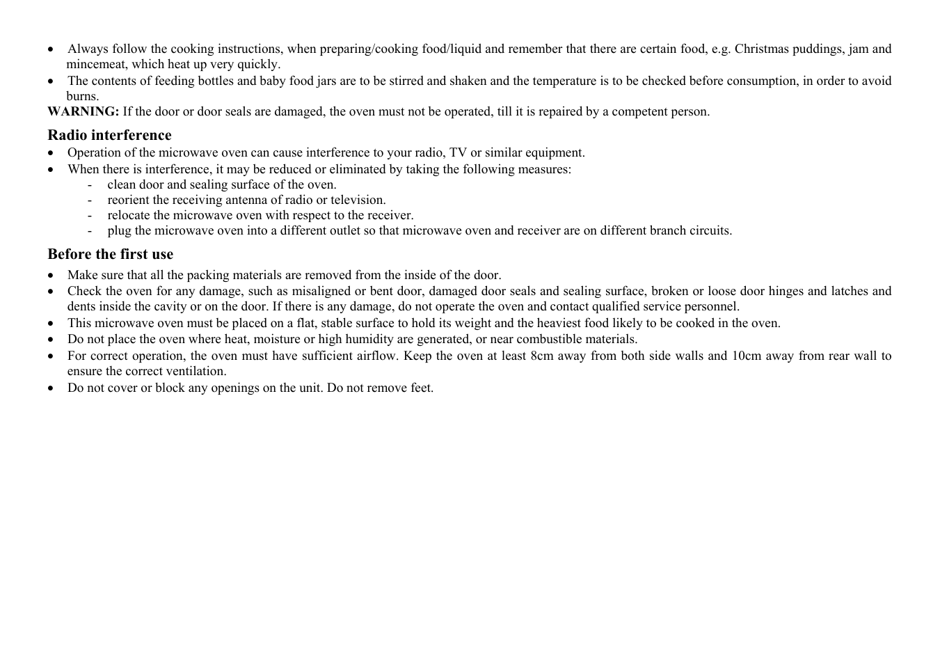 Radio interference, Before the first use | Hyundai H-MW1325 User Manual | Page 5 / 22