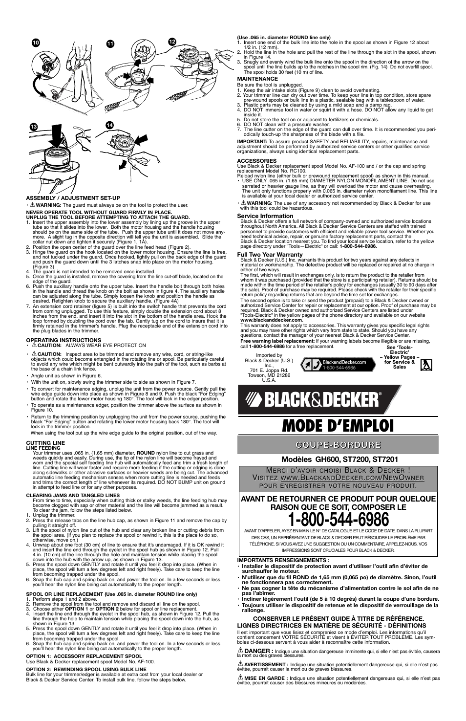 Mode d’emploi | Black & Decker ST7200 User Manual | Page 2 / 5