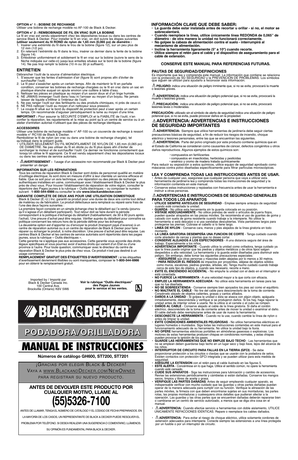 Manual de instrucciones | Black & Decker ST7200 User Manual | Page 4 / 5