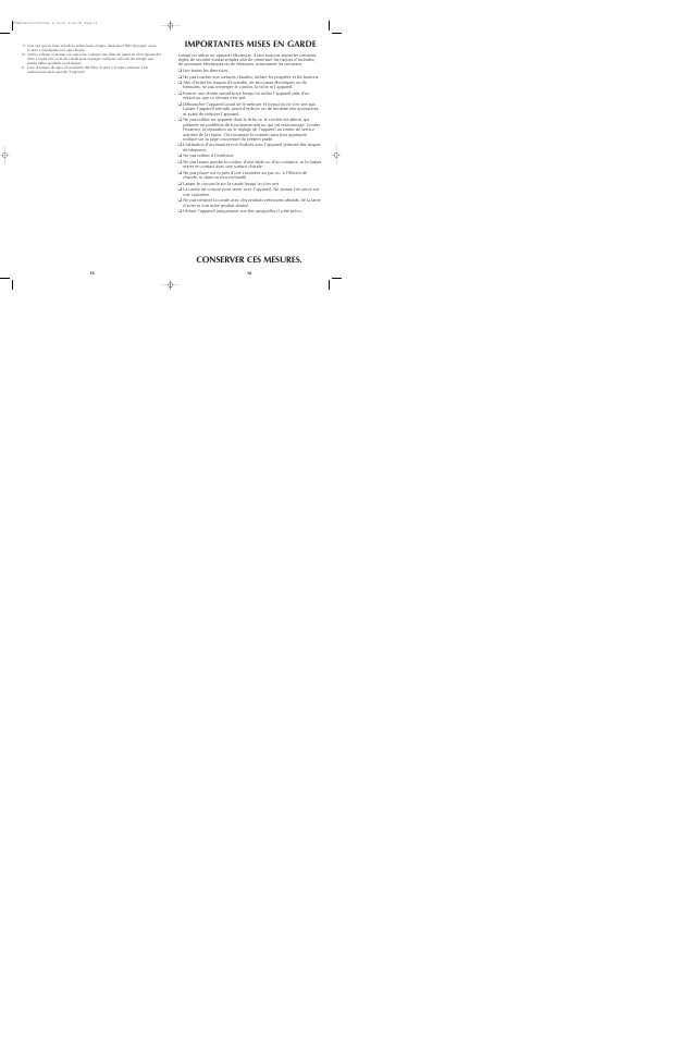 Importantes mises en garde conserver ces mesures | Black & Decker TCM850 User Manual | Page 8 / 15