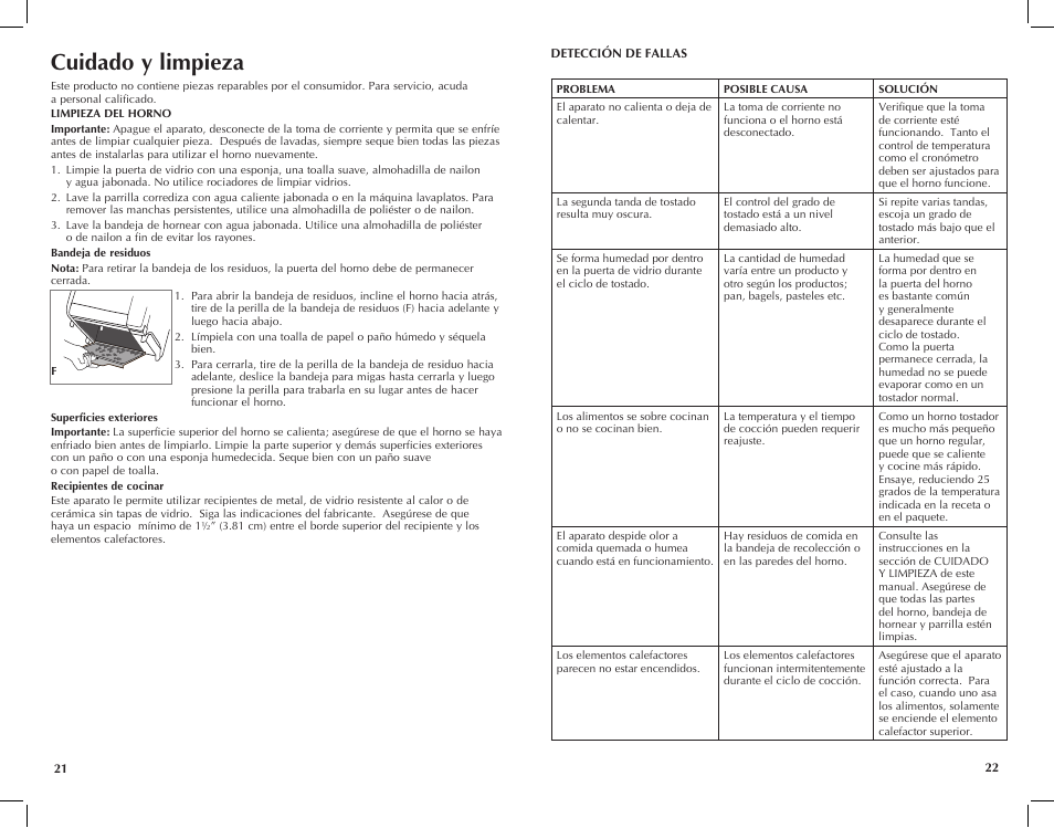 Cuidado y limpieza | Black & Decker TRO420 User Manual | Page 12 / 15