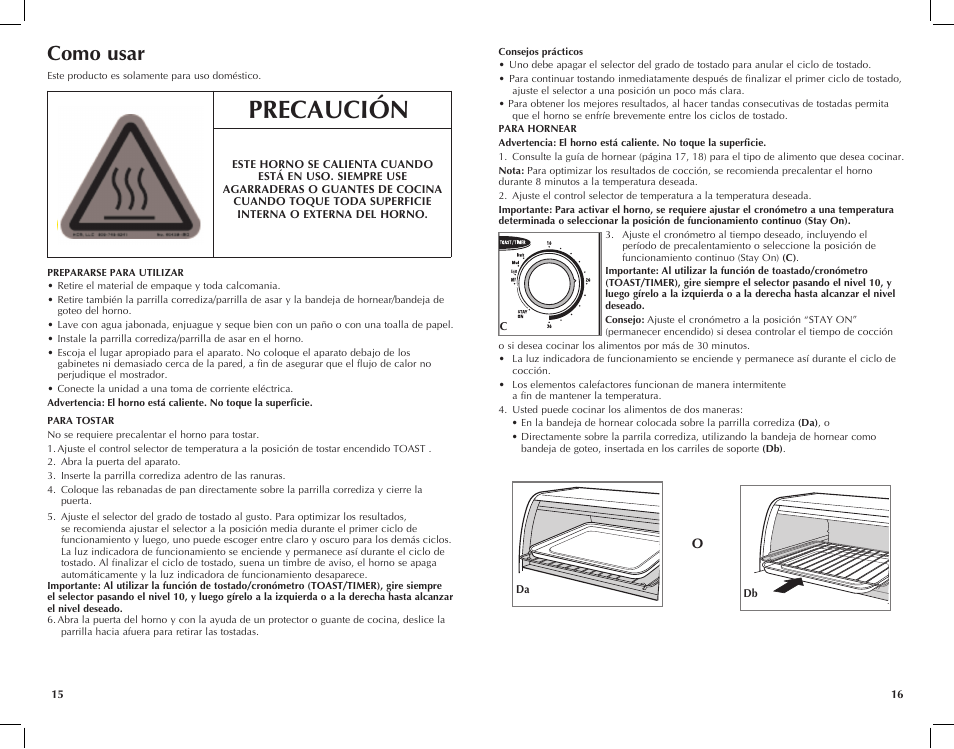 Precaución, Como usar | Black & Decker TRO420 User Manual | Page 9 / 15