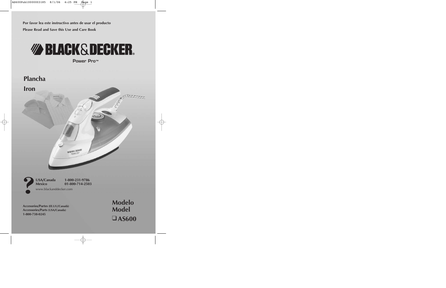 Black & Decker AS600 User Manual | 9 pages