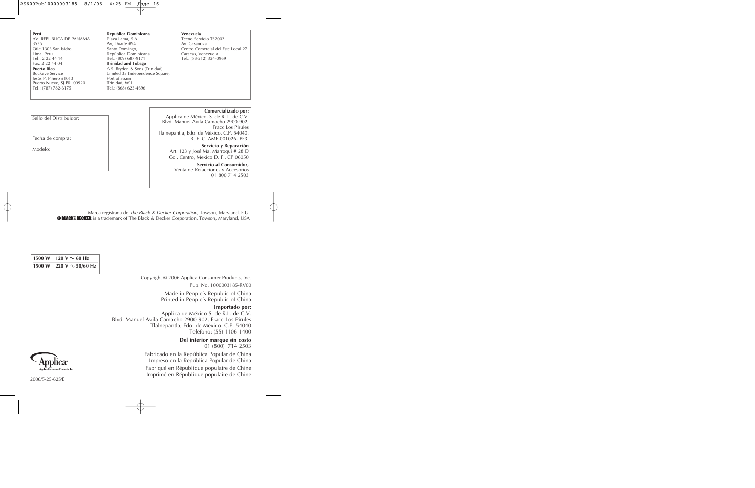 Black & Decker AS600 User Manual | Page 9 / 9