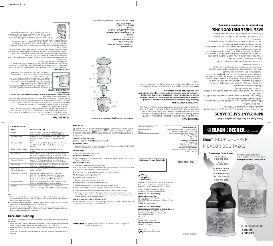 Black & Decker EHC650B User Manual | 2 pages