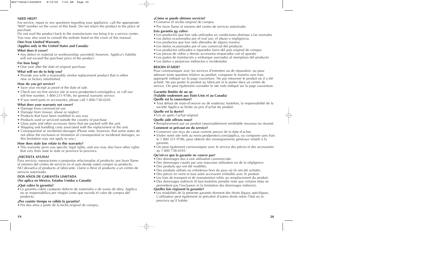 Black & Decker HS2776 User Manual | Page 11 / 13