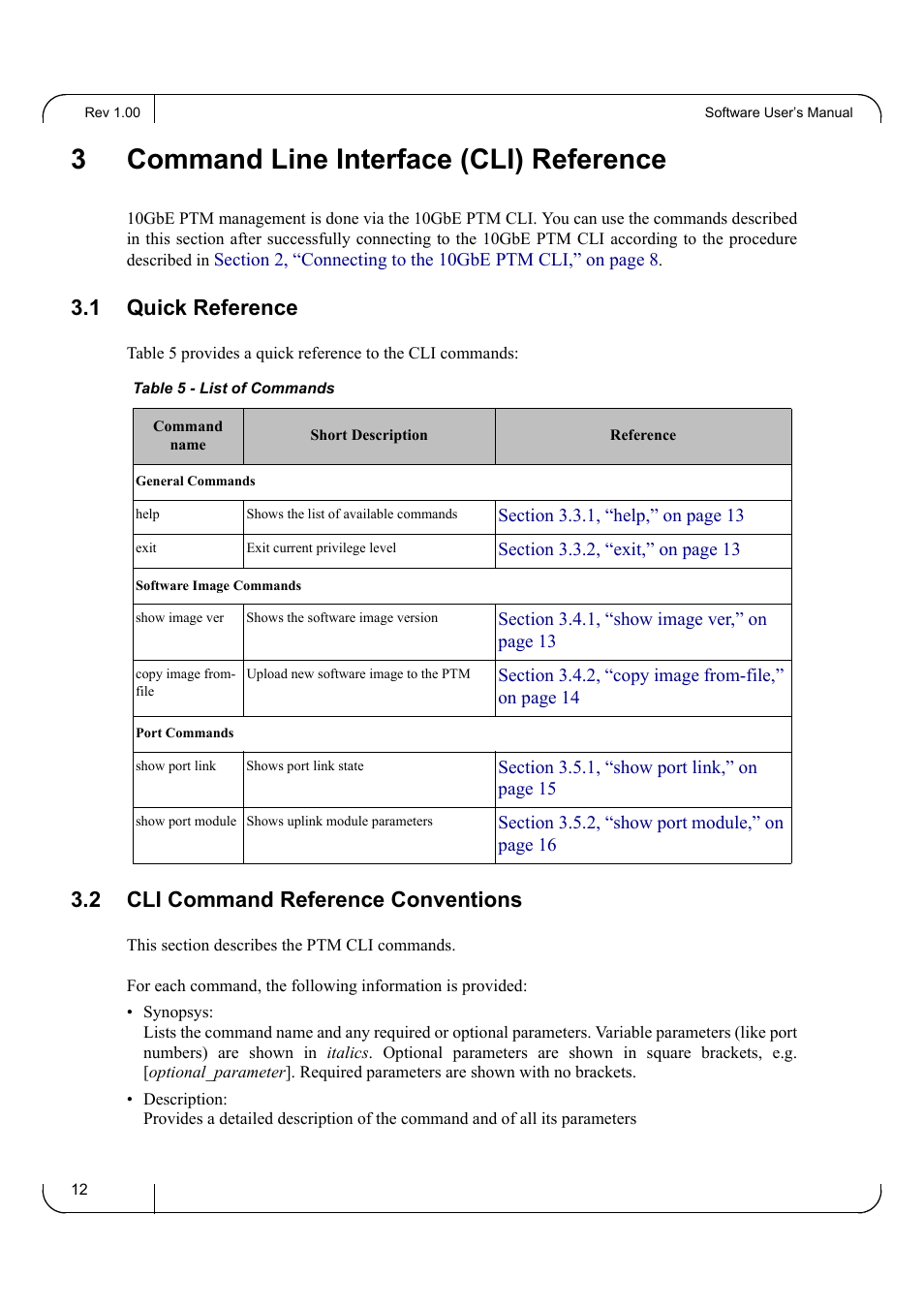 3 command line interface (cli) reference, 1 quick reference, 2 cli command reference conventions | Chapter 3 command line interface (cli) reference, Quick reference, Cli command reference conventions, Documents the, 3command line interface (cli) reference | Dell POWEREDGE M1000E User Manual | Page 12 / 20