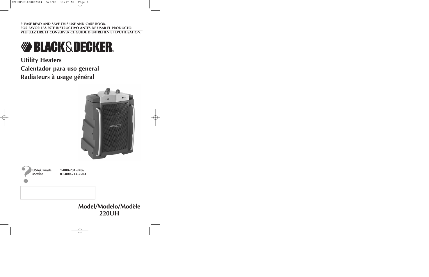 Black & Decker 220UH User Manual | 13 pages