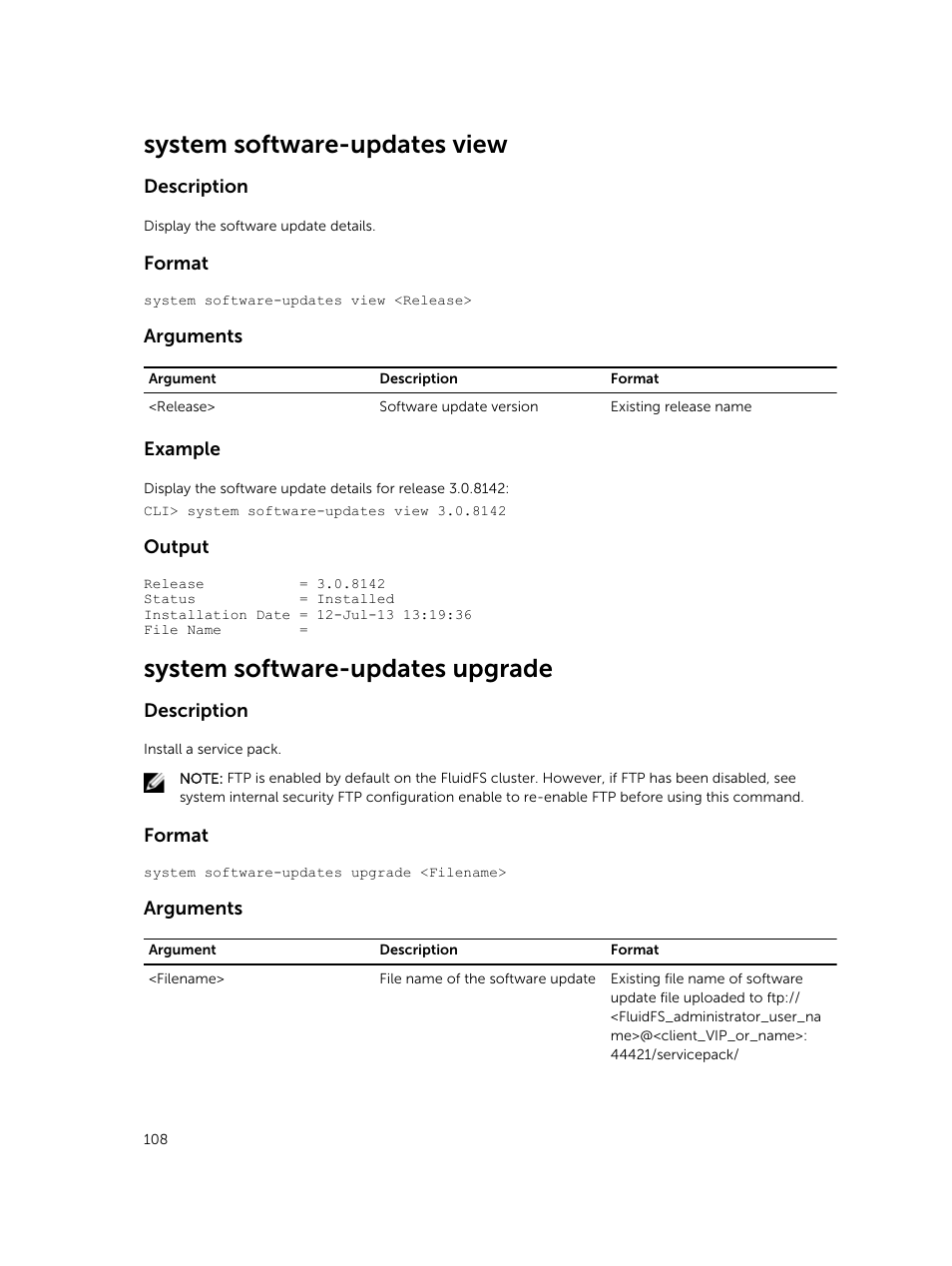 System software-updates view, System software-updates upgrade | Dell PowerVault NX3600 User Manual | Page 108 / 245