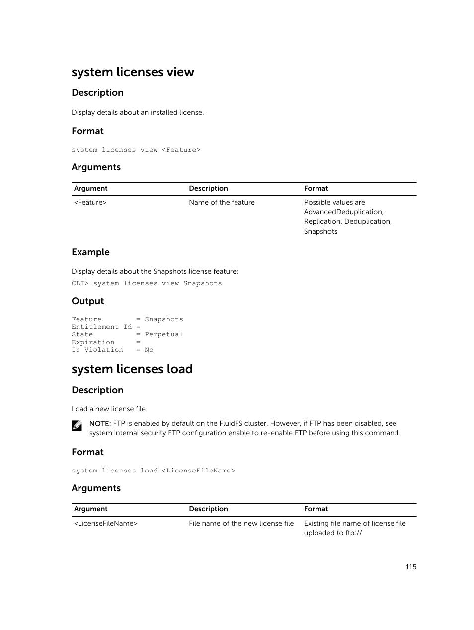 System licenses view, System licenses load | Dell PowerVault NX3600 User Manual | Page 115 / 245