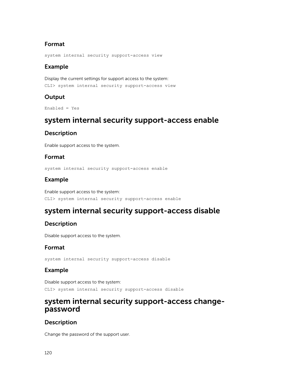 System internal security support-access enable, System internal security support-access disable | Dell PowerVault NX3600 User Manual | Page 120 / 245