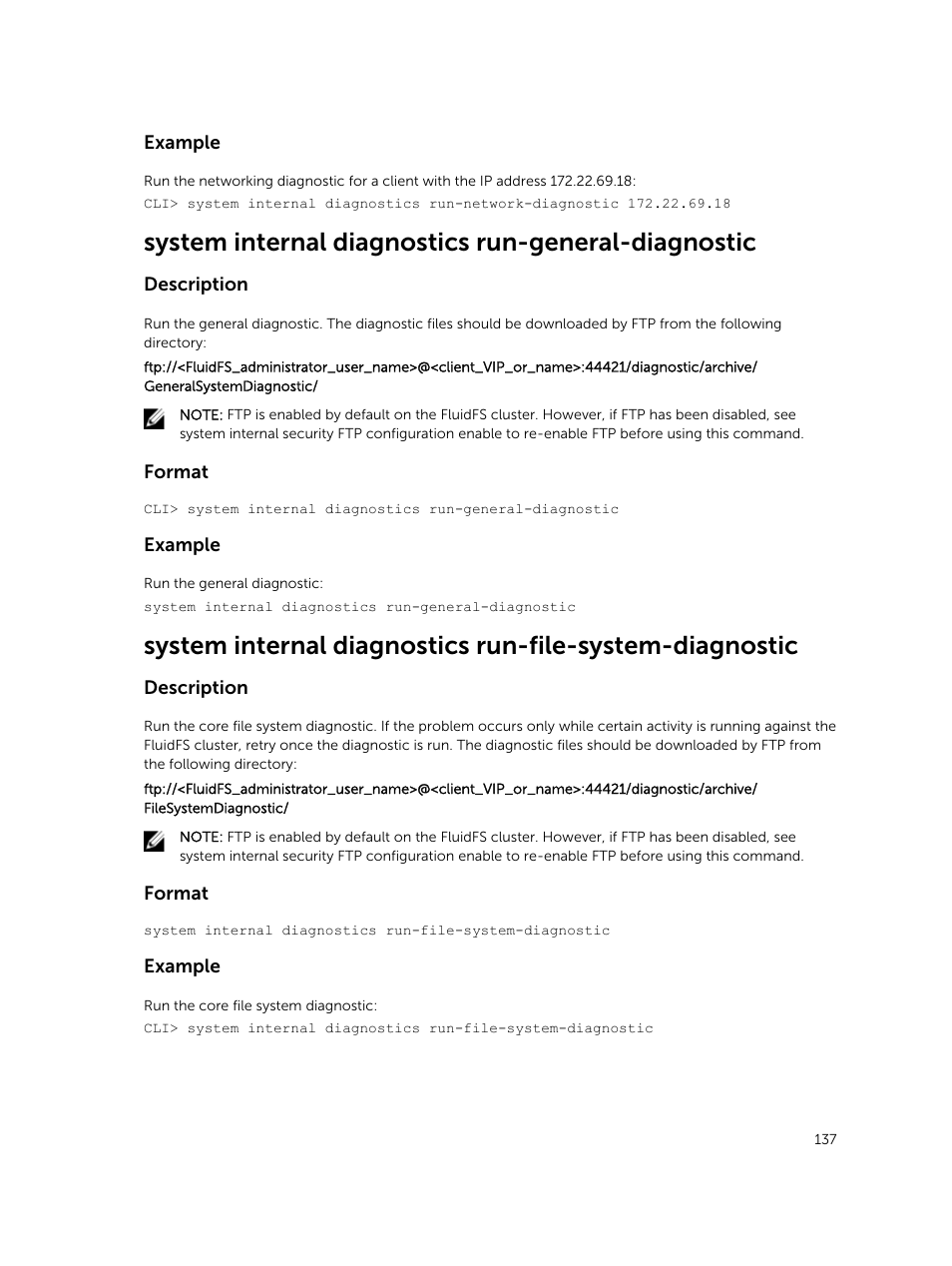 System internal diagnostics run-general-diagnostic | Dell PowerVault NX3600 User Manual | Page 137 / 245