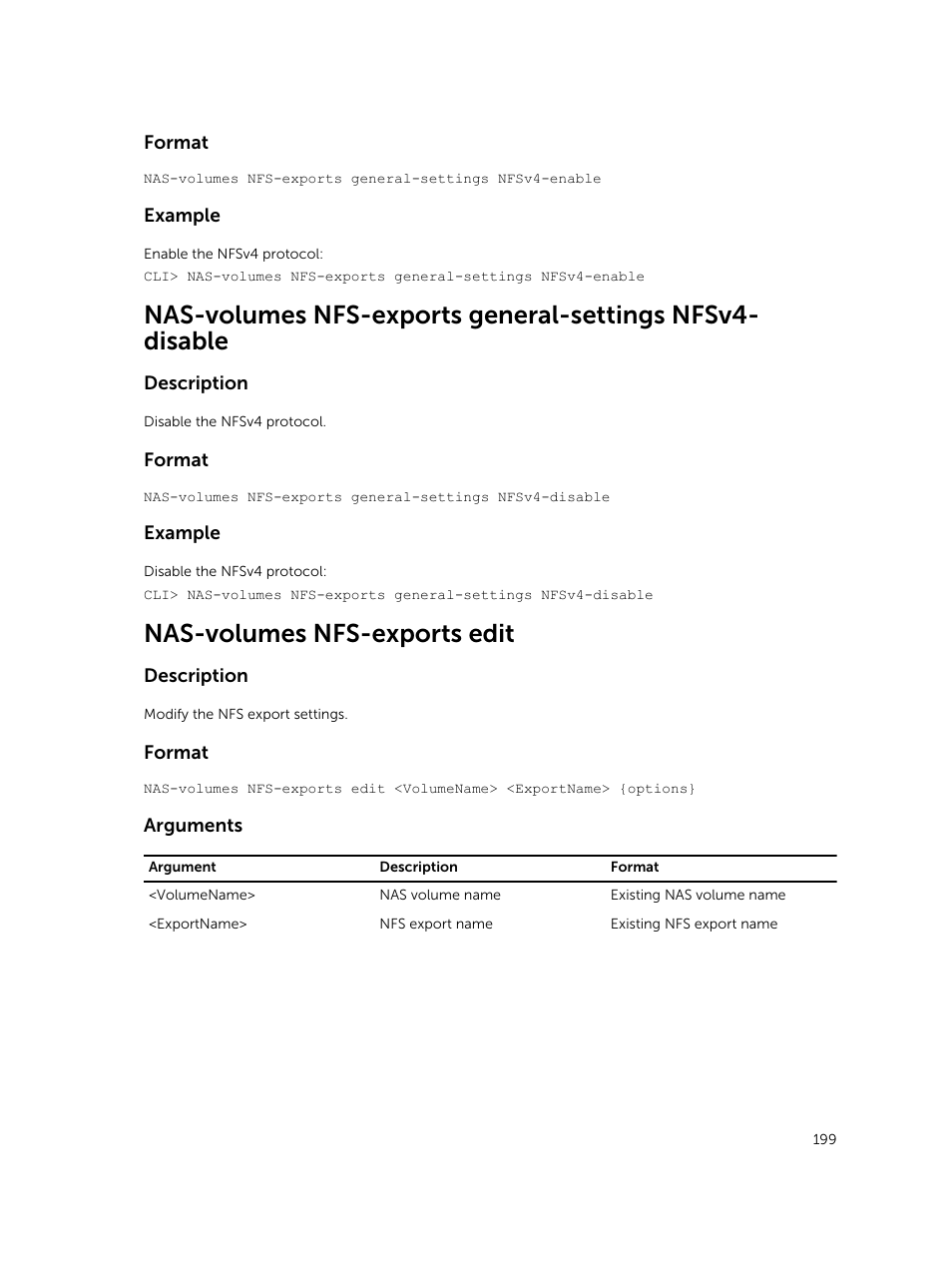 Nas-volumes nfs-exports edit | Dell PowerVault NX3600 User Manual | Page 199 / 245