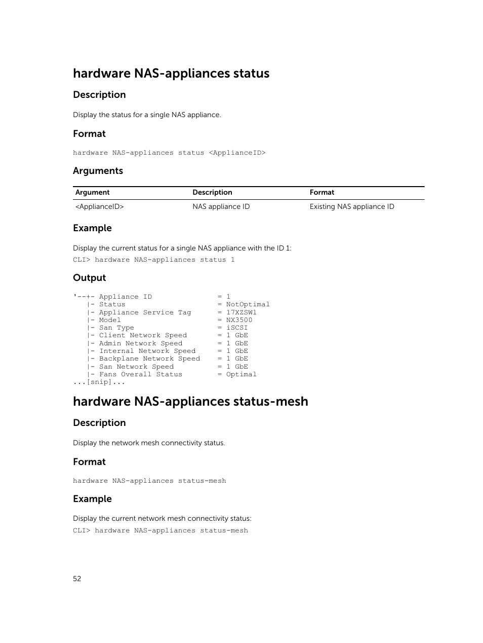 Hardware nas-appliances status, Hardware nas-appliances status-mesh | Dell PowerVault NX3600 User Manual | Page 52 / 245