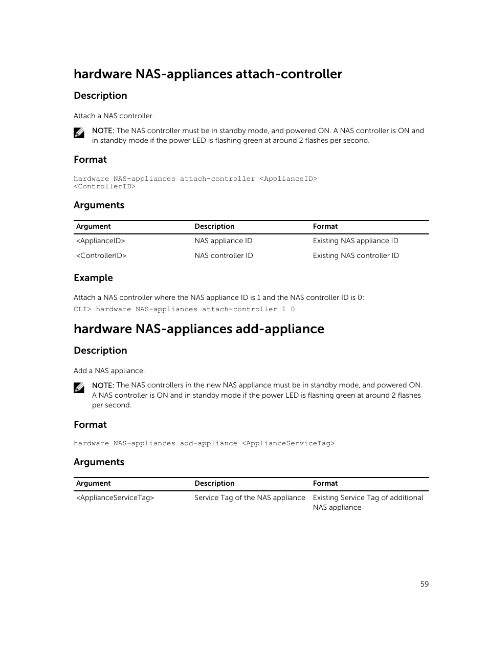 Hardware nas-appliances attach-controller, Hardware nas-appliances add-appliance | Dell PowerVault NX3600 User Manual | Page 59 / 245