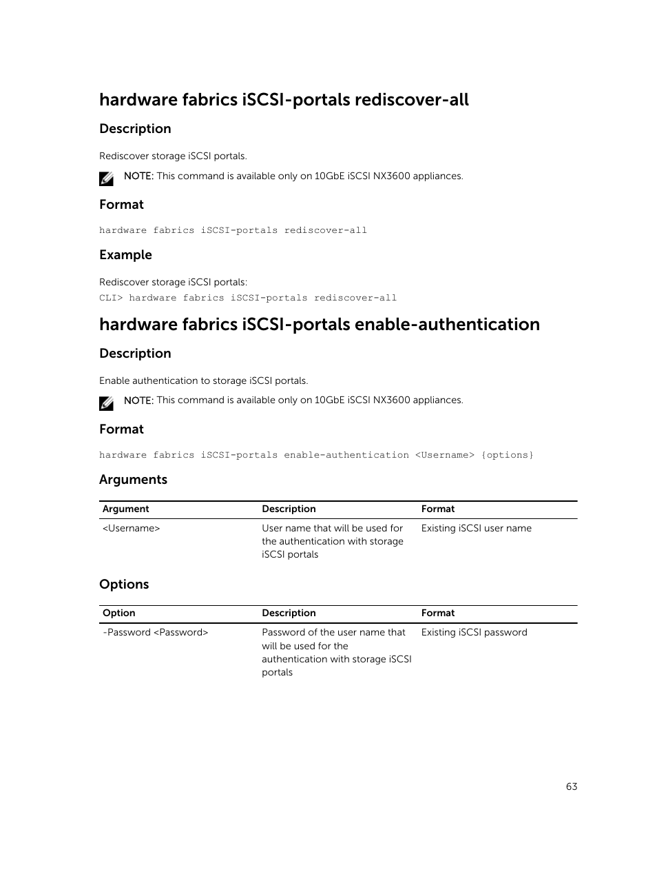 Hardware fabrics iscsi-portals rediscover-all | Dell PowerVault NX3600 User Manual | Page 63 / 245