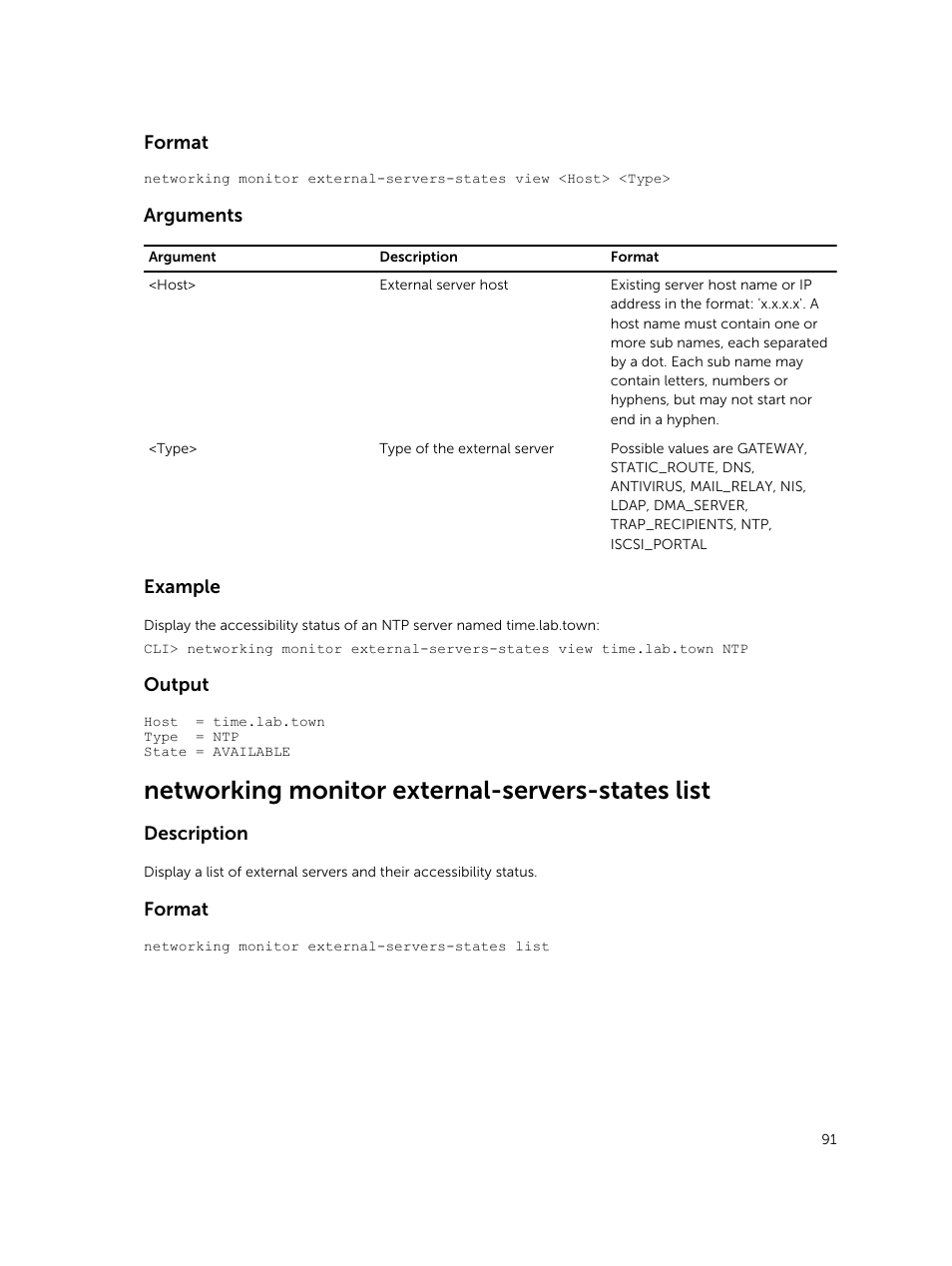 Networking monitor external-servers-states list | Dell PowerVault NX3600 User Manual | Page 91 / 245