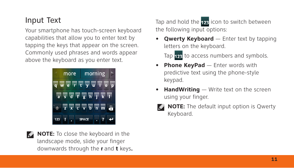 Input text | Dell Aero Mobile User Manual | Page 11 / 24