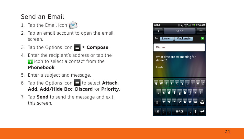 Send an email | Dell Aero Mobile User Manual | Page 21 / 24