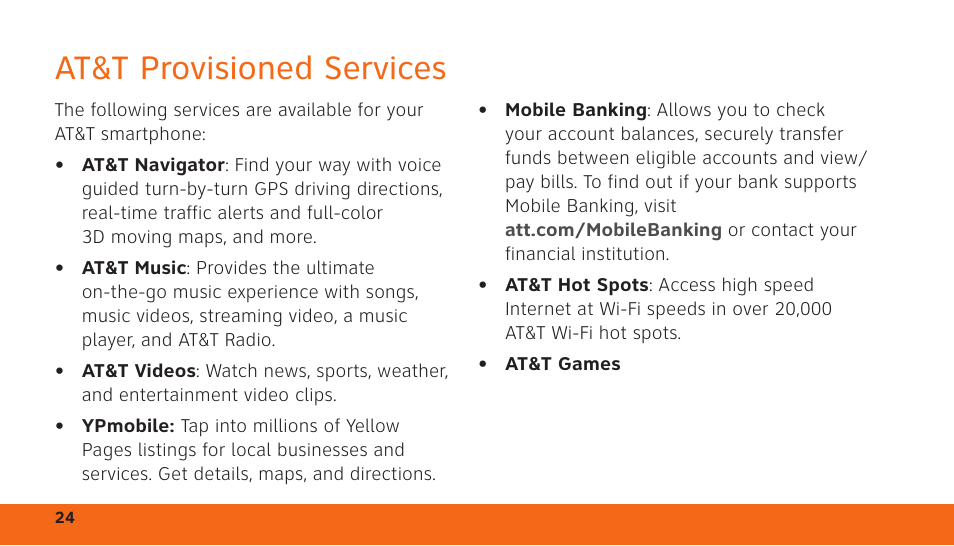 At&t provisioned services | Dell Aero Mobile User Manual | Page 24 / 24