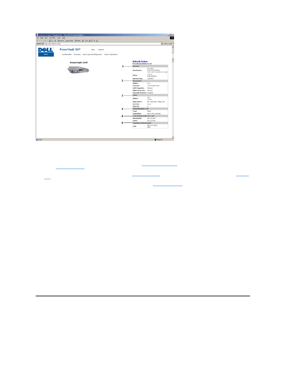 Configuration page | Dell PowerVault 124T User Manual | Page 32 / 56