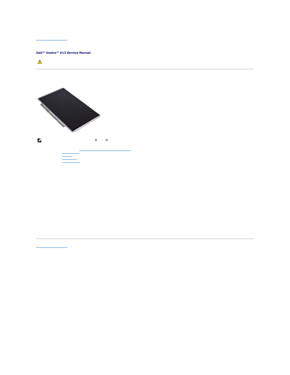 Display panel, Removing the display panel, Replacing the display panel | Dell Vostro V13 (Late 2009) User Manual | Page 27 / 40