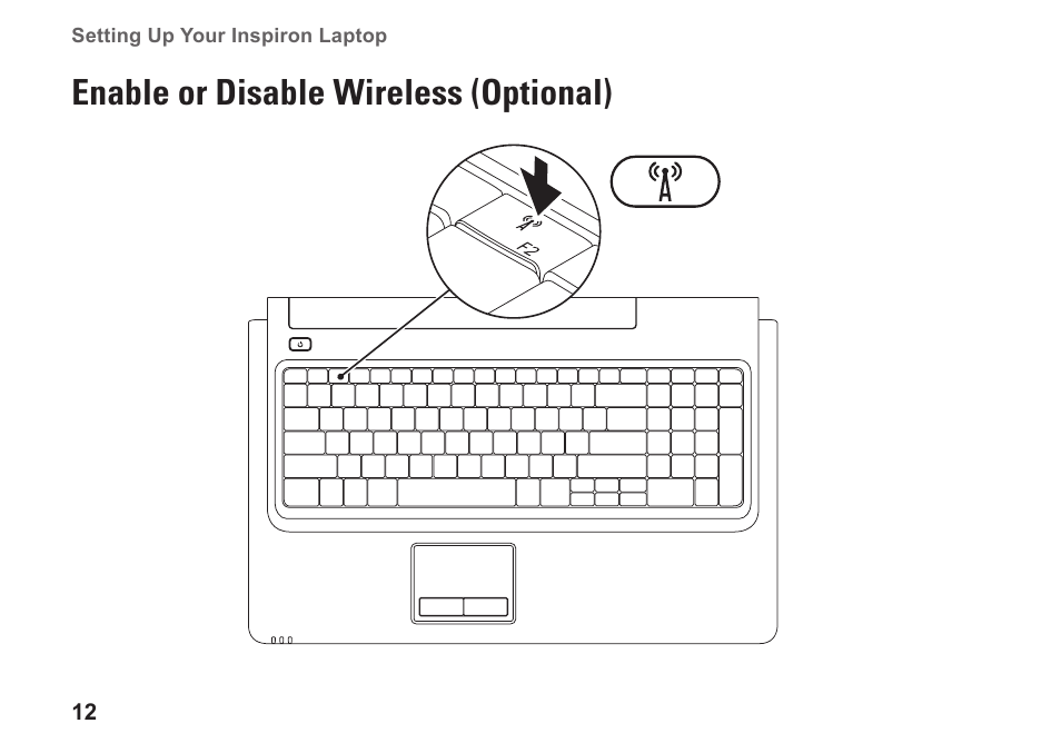 Enable or disable wireless (optional) | Dell Inspiron 1764 (Early 2010) User Manual | Page 14 / 86