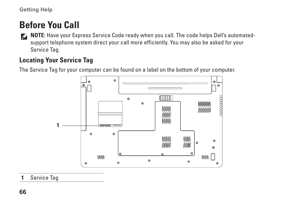 Before you call | Dell Inspiron 1764 (Early 2010) User Manual | Page 68 / 86