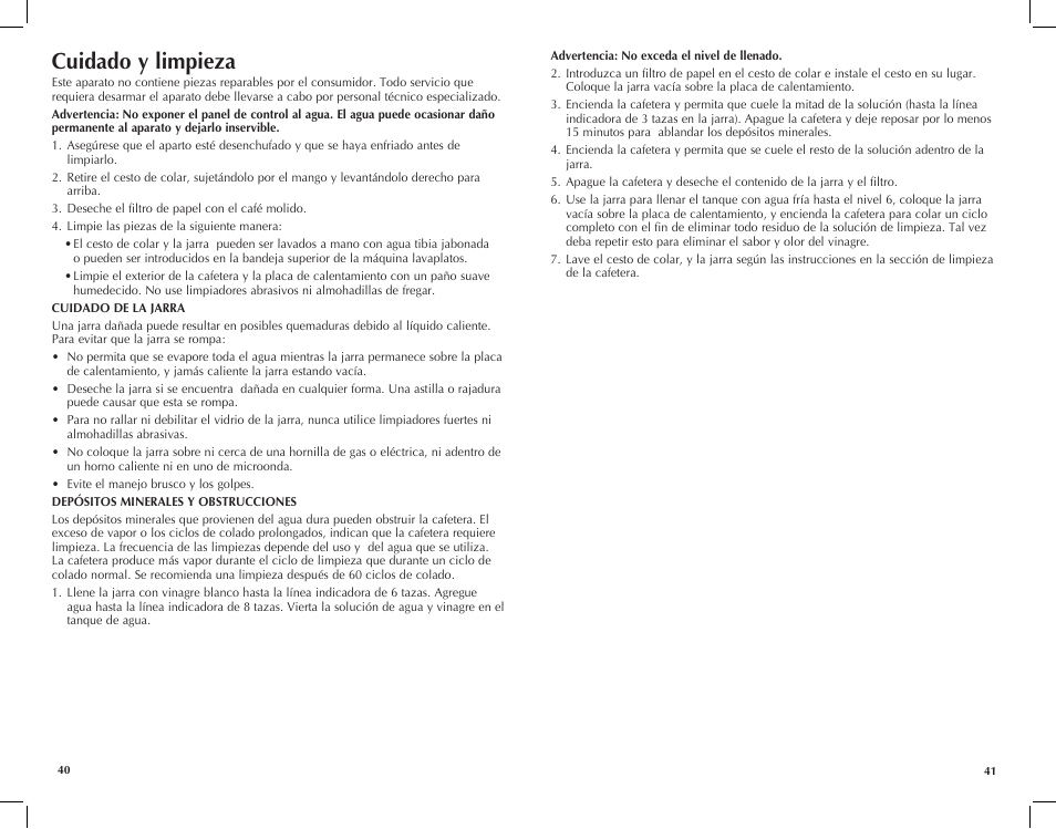 Cuidado y limpieza | Black & Decker Spacemaker SDC850 User Manual | Page 21 / 25