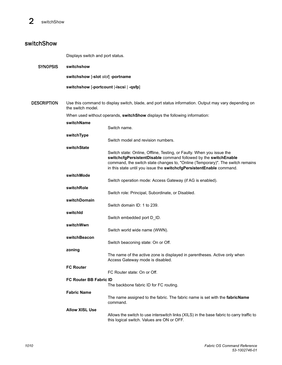 Switchshow | Dell POWEREDGE M1000E User Manual | Page 1038 / 1168