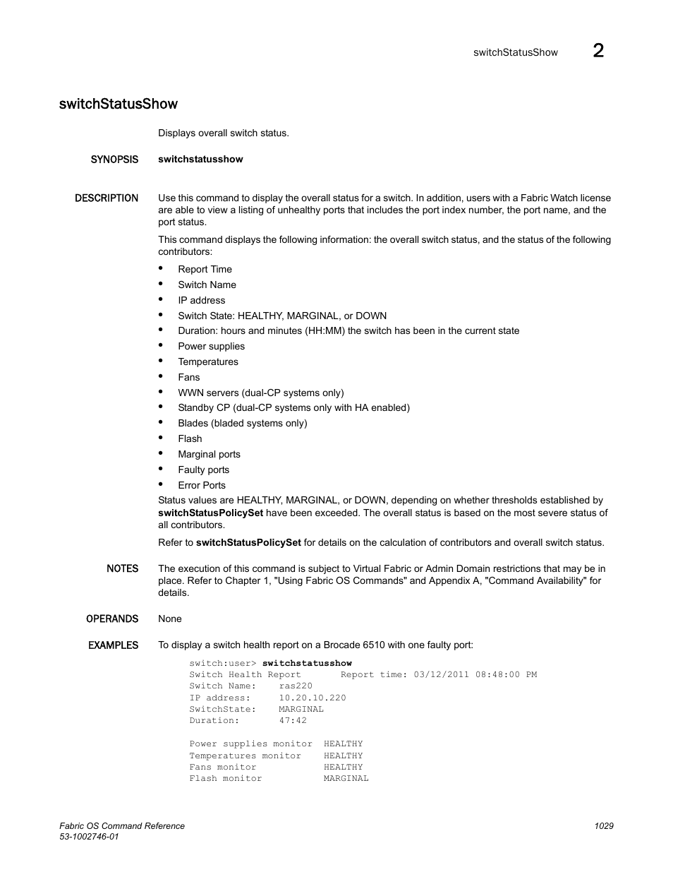 Switchstatusshow | Dell POWEREDGE M1000E User Manual | Page 1057 / 1168