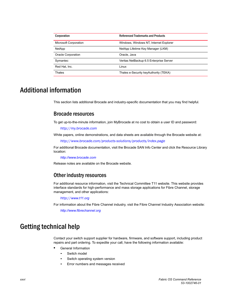 Additional information, Brocade resources, Other industry resources | Getting technical help | Dell POWEREDGE M1000E User Manual | Page 26 / 1168