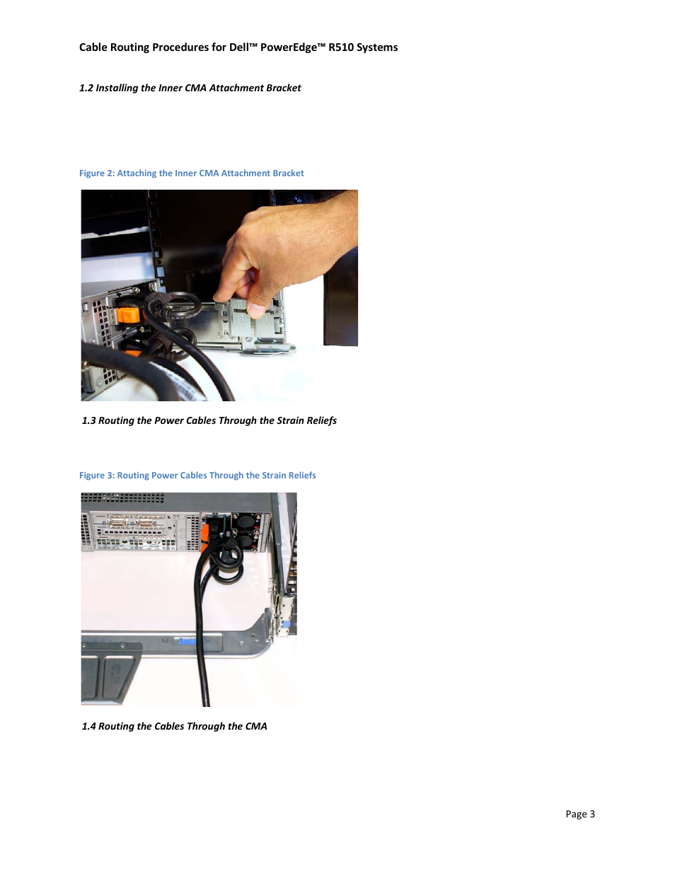 2 installing the inner cma attachment bracket, 4 routing the cables through the cma | Dell PowerEdge Rack Enclosure 4220 User Manual | Page 5 / 11