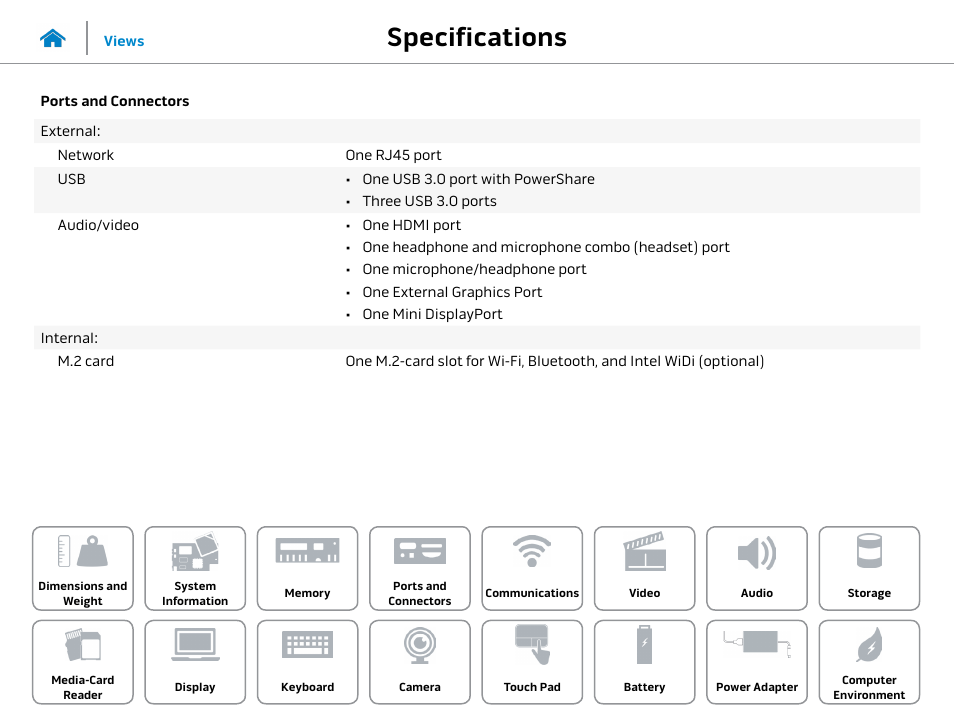 Ports and, Connectors, Specifications | Dell Alienware 15 (Early 2015) User Manual | Page 10 / 23
