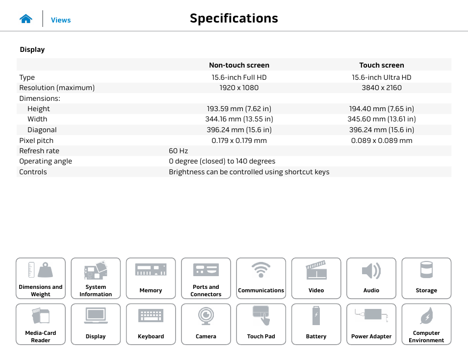 Display, Specifications | Dell Alienware 15 (Early 2015) User Manual | Page 16 / 23