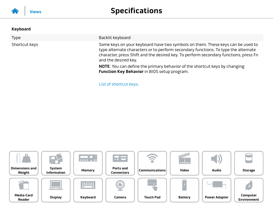 Keyboard, Specifications | Dell Alienware 15 (Early 2015) User Manual | Page 17 / 23