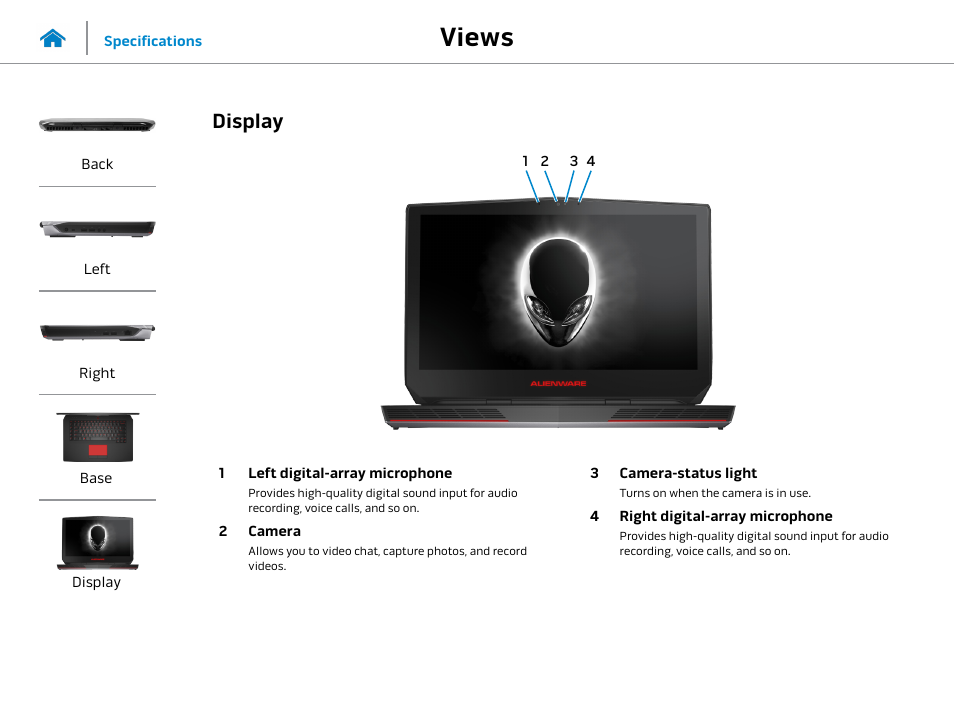 Display, Views | Dell Alienware 15 (Early 2015) User Manual | Page 6 / 23