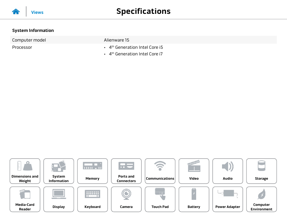 System, Information, Specifications | Dell Alienware 15 (Early 2015) User Manual | Page 8 / 23