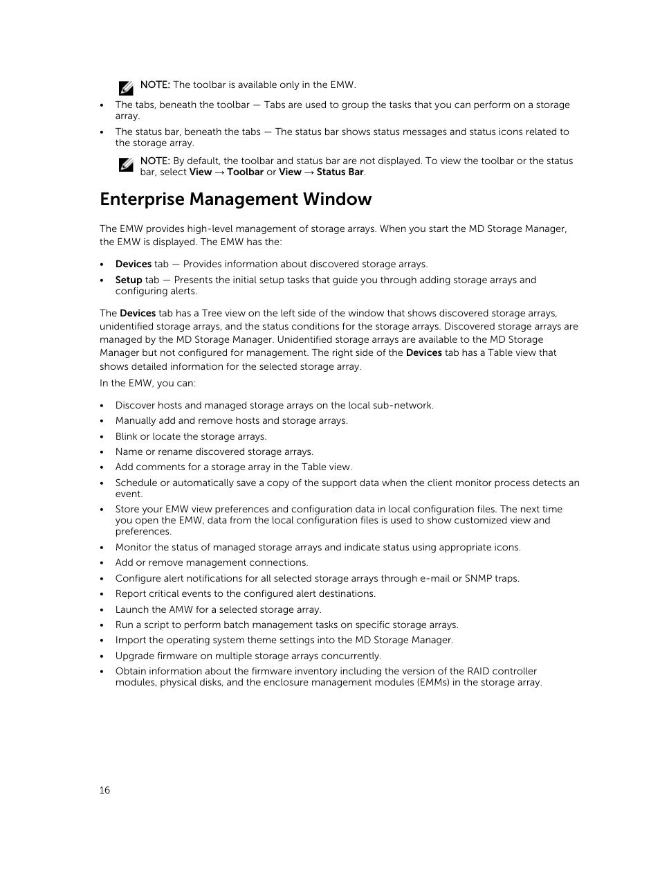 Enterprise management window | Dell PowerVault MD3820f User Manual | Page 16 / 243