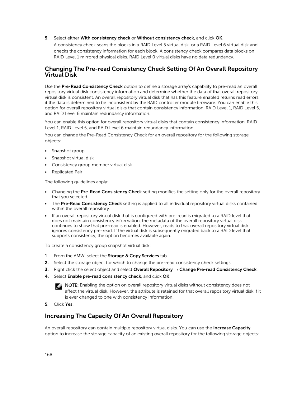 Increasing the capacity of an overall repository | Dell PowerVault MD3820f User Manual | Page 168 / 243