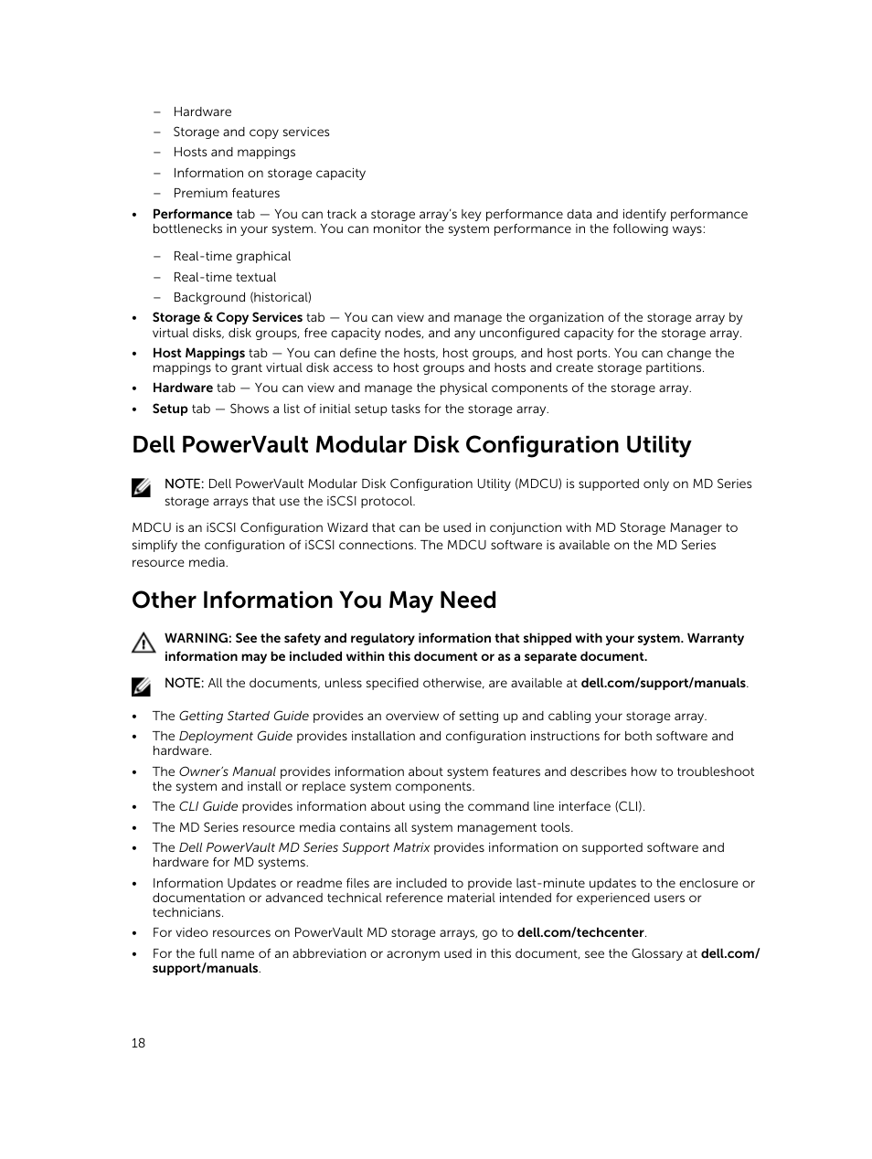 Dell powervault modular disk configuration utility, Other information you may need | Dell PowerVault MD3820f User Manual | Page 18 / 243