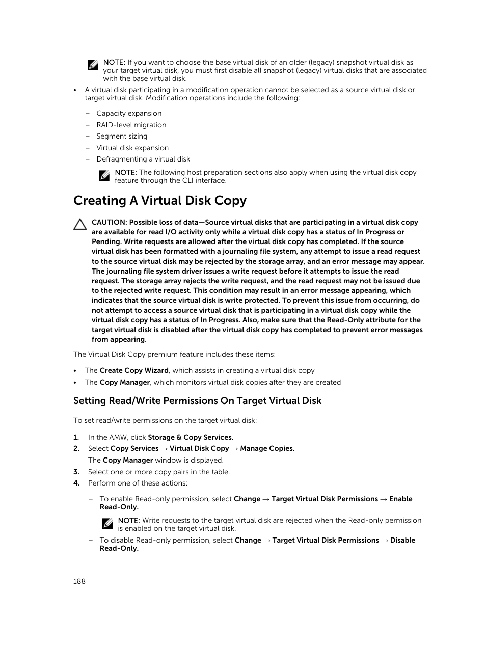 Creating a virtual disk copy | Dell PowerVault MD3820f User Manual | Page 188 / 243