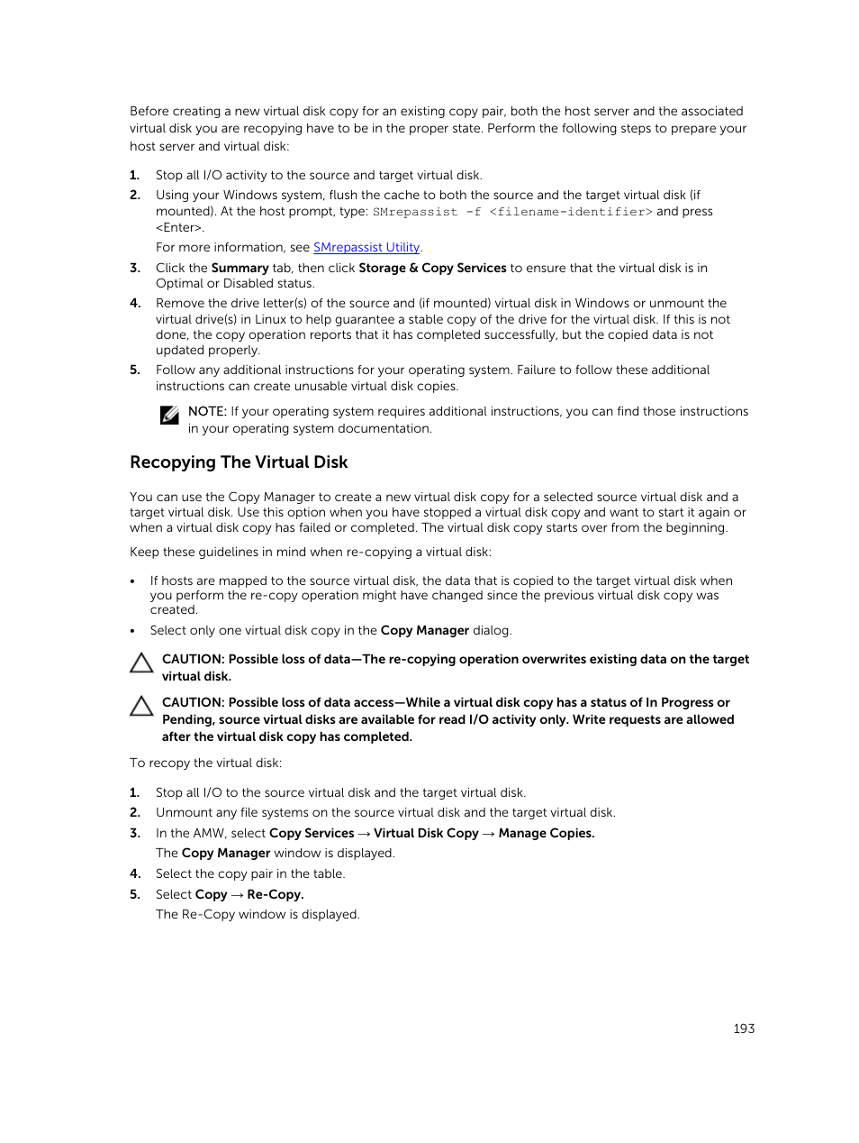 Recopying the virtual disk | Dell PowerVault MD3820f User Manual | Page 193 / 243