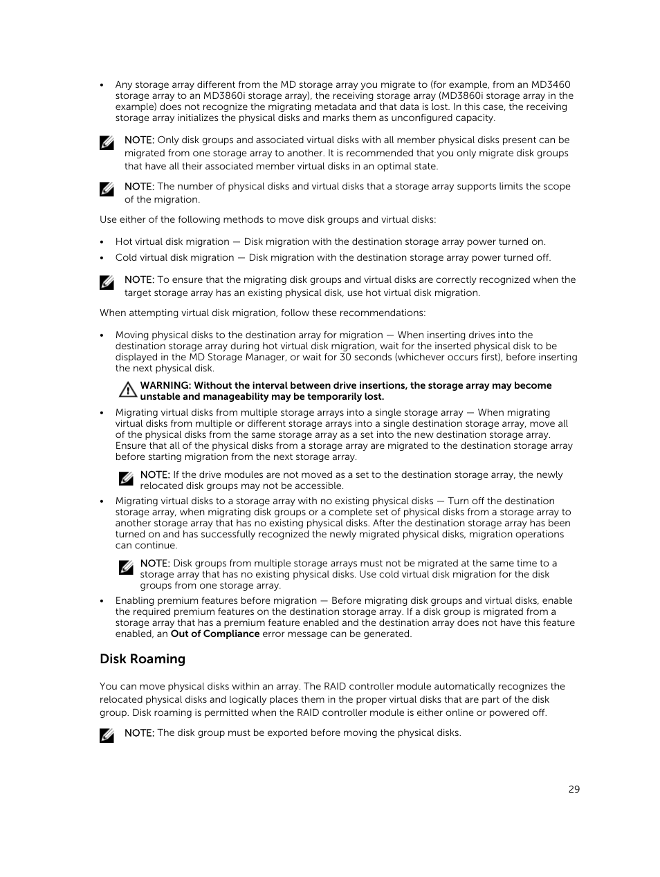 Disk roaming | Dell PowerVault MD3820f User Manual | Page 29 / 243