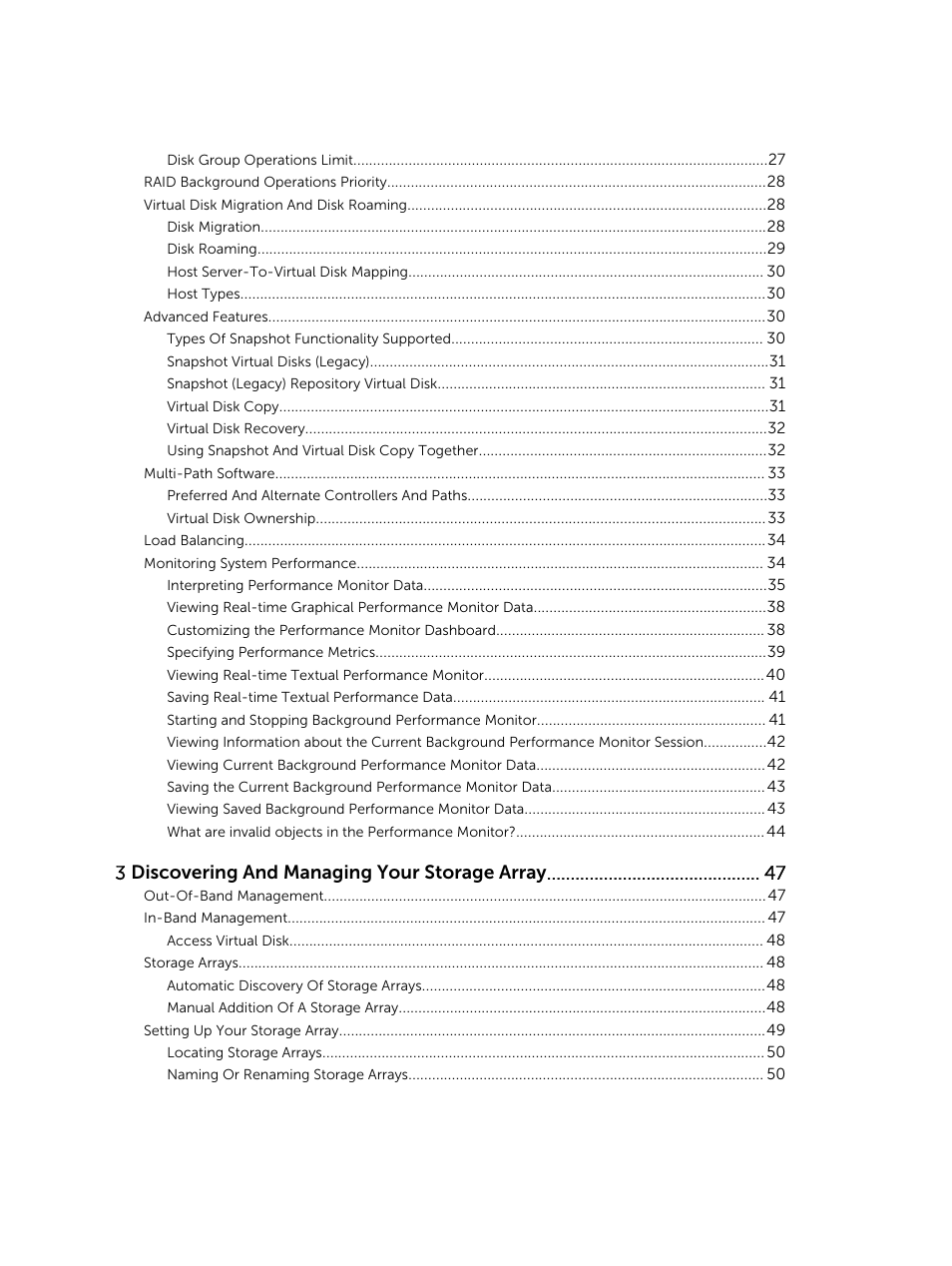 3 discovering and managing your storage array | Dell PowerVault MD3820f User Manual | Page 4 / 243
