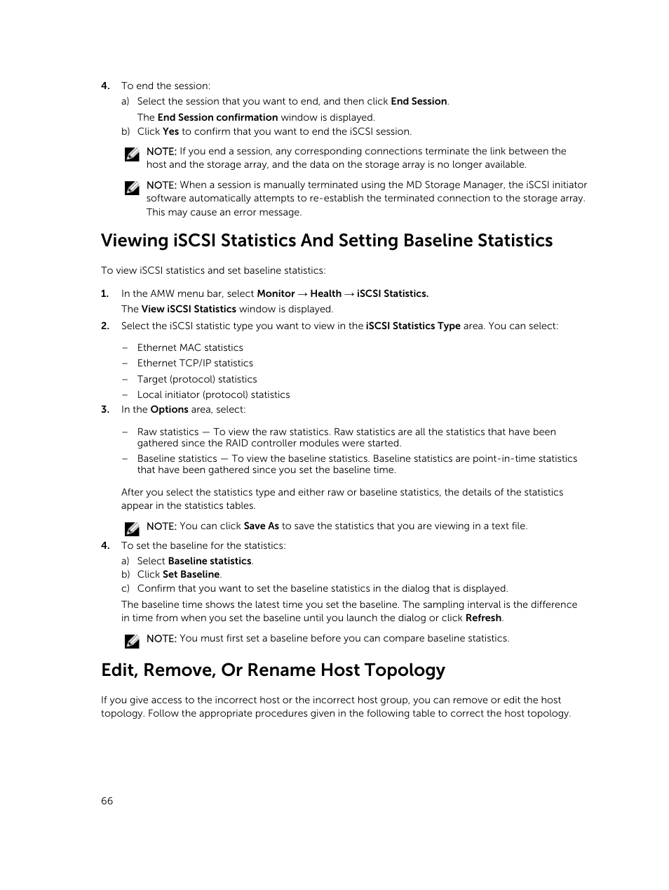 Edit, remove, or rename host topology | Dell PowerVault MD3820f User Manual | Page 66 / 243