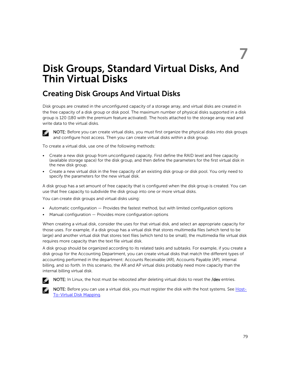 Creating disk groups and virtual disks | Dell PowerVault MD3820f User Manual | Page 79 / 243