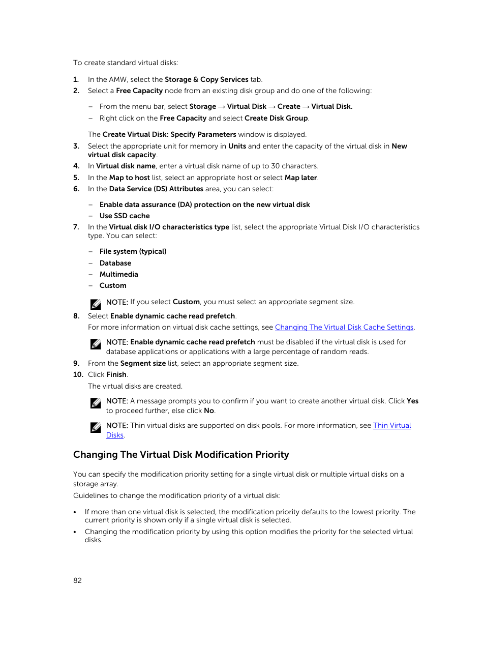 Changing the virtual disk modification priority | Dell PowerVault MD3820f User Manual | Page 82 / 243