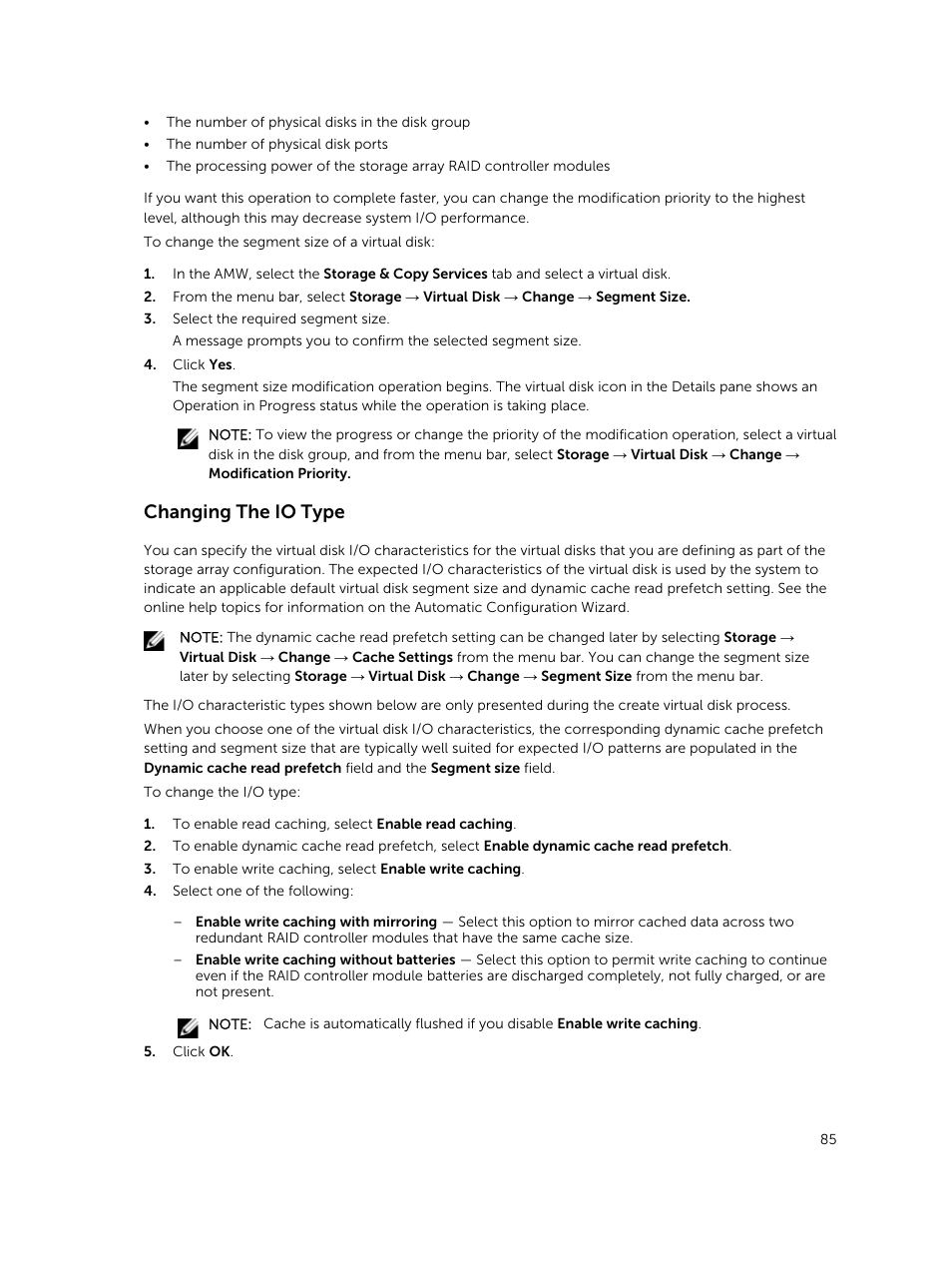 Changing the io type | Dell PowerVault MD3820f User Manual | Page 85 / 243