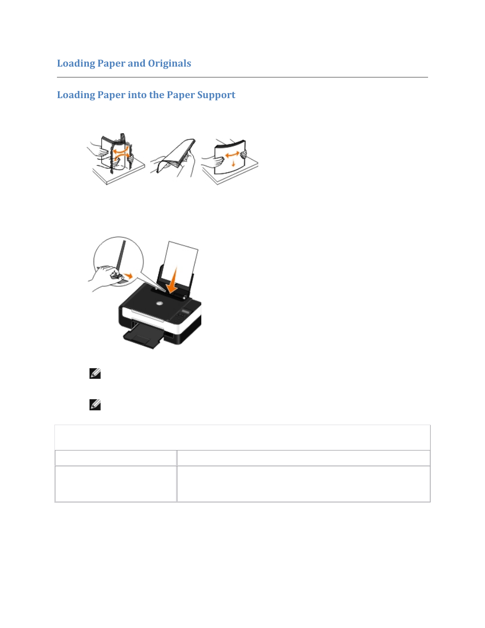 Loading paper and originals, Loading paper into the paper support | Dell V305w All In One Wireless Inkjet Printer User Manual | Page 19 / 133
